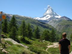 Wandeltrektocht in Zwitserland Wallis: uitzicht op de Matterhorn